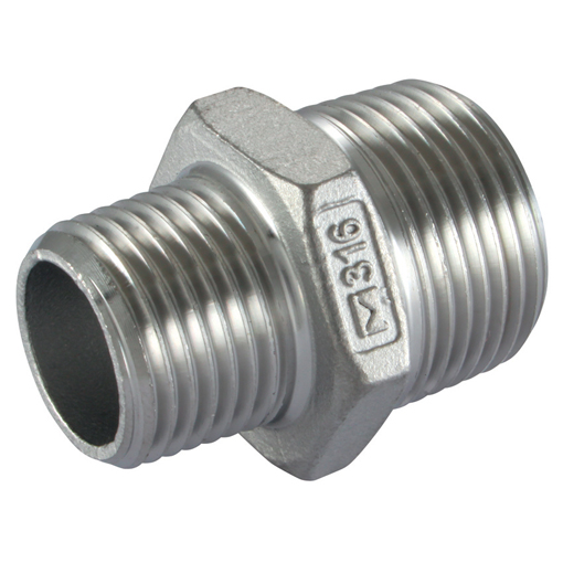 Verloop Nippel 3/8&quot;x1/4&quot;BSPT(M/M) SS316