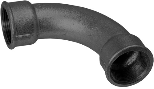 Bocht 90° 1/2" BSPT(F) Gietijzer Zwart - merk: GF