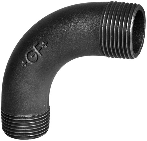 Bocht 90° 1/4" BSPT(M) Gietijzer Zwart - merk: GF