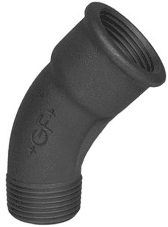 Bocht 45° 3" BSPT(M)xBSPP(F) Gietijzer Zwart - merk: GF