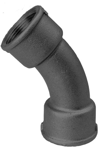 Bocht 45° 3/8" BSPP(F) Gietijzer Zwart - merk: GF