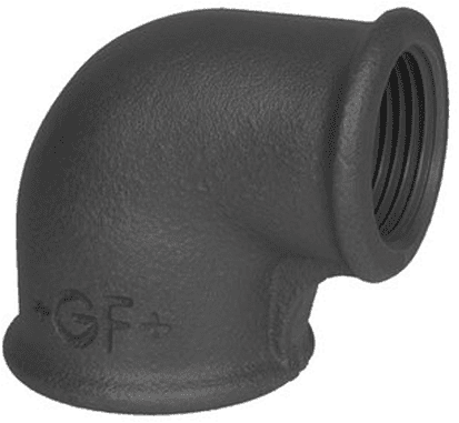 Knie 90° 2-1/2" BSPP(F) Gietijzer Zwart - merk: GF