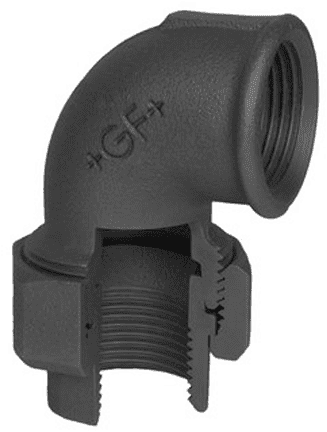 3-delige Knie Koppeling 3/4" BSPP(F) Gietijzer Zwart - merk: GF