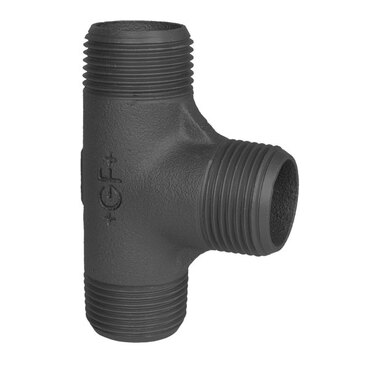 Tee Nippel 1/2" BSPT(M) Gietijzer Zwart - merk: GF
