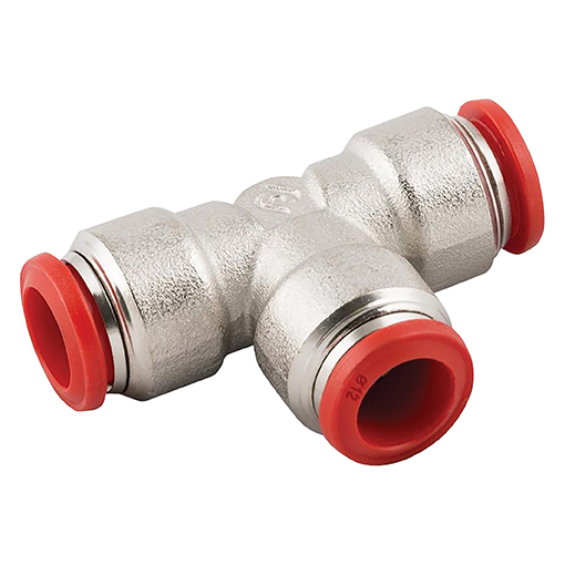 Push-in Tee Coupling 12mm Nickle-plated Brass