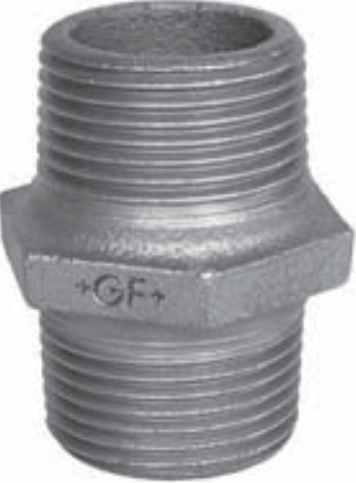 Hex. Nipple 1'' M/M - BSPT Cast Iron Galva (HDG) - brand: GF