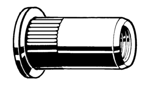 Blind rivet nut open, cylindrical head, round serrated body M12 x 1,0-4,0mm Grip range - ELVZ 100's