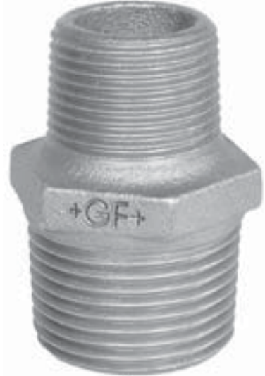 Verloop Nippel 1x3/4" BSPT(M) Gietijzer Galva (HDG) - merk: GF