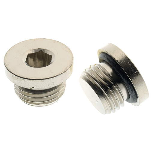 Inbus Plug Ronde Kop met NBR O-ring 1/4"BSPP(M) ME/NI