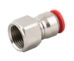 [PUSH-PFC-08M-04G] Push-in Straight Female Coupling 8mm x 1/4&quot;BSPP(F) Nickle-plated Brass