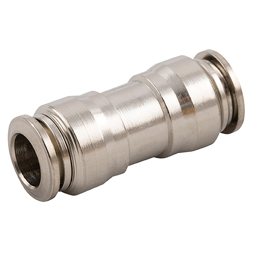 (PUSH-PUA-08M) Push In Straight Coupling 8mm  Nickle-plated Brass