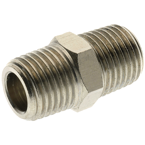 (MFN-280-0.1/8) Dubbele Nippel 1/8"BSPT(M) ME/NI