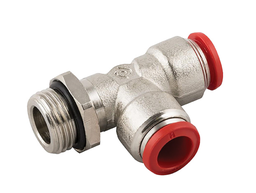 [PUSH-PRTM-06M-02G] Push-in Run Male Tee Coupling 6mm x 1/8&quot;BSPP(M) Nickle-plated Brass