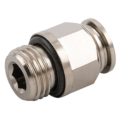 (PUSH-PMC-06M-06G) Straight Coupling 6mm x 3/8" BSPP(M)  Nickle-plated Brass