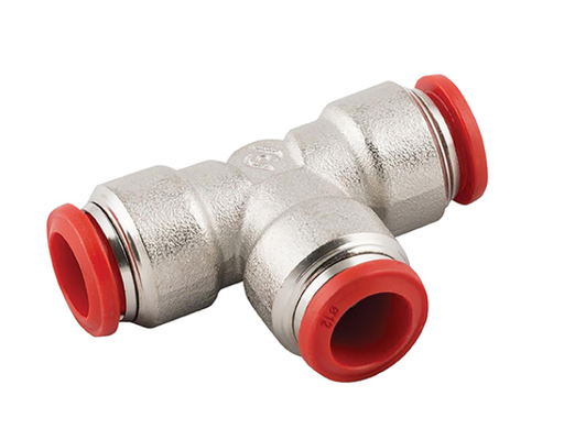 (PUSH-PTA-06M) Push-in Tee Coupling 6mm Nickle-plated Brass