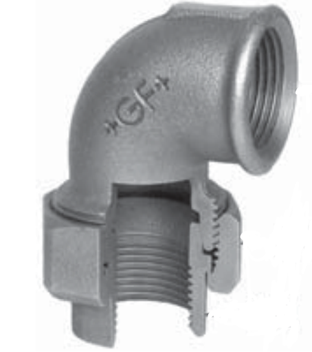 (SFGG-096-0.3/8) 3-delige Knie Koppeling 3/8" BSPP(F) Gietijzer Galva (HDG) - merk: GF