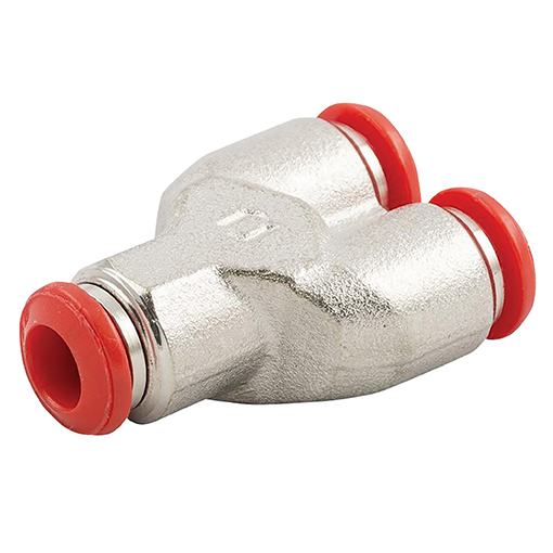 (PUSH-PYA-08M) Push-in Y Coupling 8mm Nickle-plated Brass