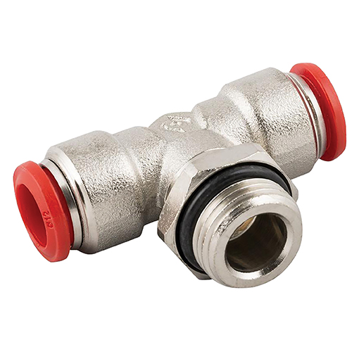 (PUSH-PBTM-06M-04G) Push-in Branch Male Tee Coupling 6mm x 1/4"BSPP(M) Nickle-plated Brass