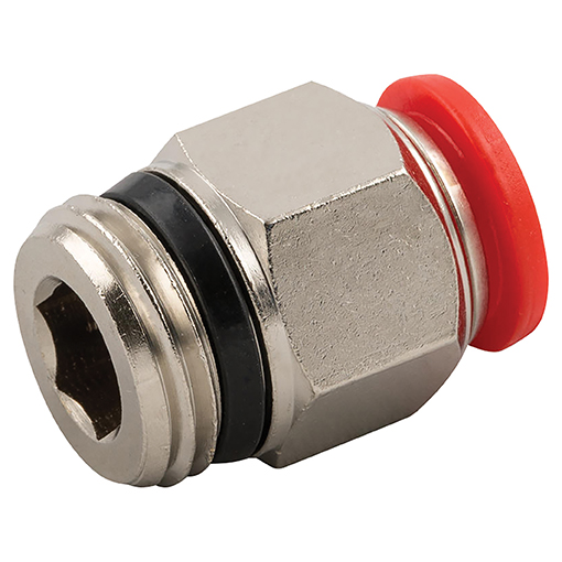 (PUSH-PMC-06M-02R) Push-in Straight Coupling 6mm x 1/8"BSPT(M) Nickle-plated Brass