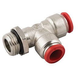 [PUSH-PRTM-06M-04G] Push-in Run Male Tee Coupling 6mm x 1/4&quot;BSPP(M) Nickle-plated Brass